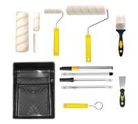 Kit de pintura para casa, kit de rodillo de pintura, cepillo ergonómico con poste de extensión y bandeja a prueba de goteo para cubiertas, armarios de hormigón, zócalos