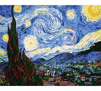 Kit de pintura por números, de Awesocrafts de Van Gogh, pintura de números, para adultos y niños, 40,6 x 50,8 cm enmarcado o no (noche estrellada, sin marco)