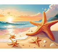 Kit de Pintura por Números, Estrella de mar Pintar por Numeros Adultos Niños, DIY Paint by Number Kit con Pinceles y Pinturas Acrilicos, Lienzos para Pintar Pinturas Hogar Decoración 50x40cm s-10678