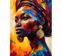 Kit de Pintura por Números, Mujer Africana Pintar por Numeros Adultos Niños, DIY Paint by Number Kit con Pinceles y Pinturas Acrilicos, Lienzos para Pintar Pinturas Hogar Decoración 60x80cm s-2218