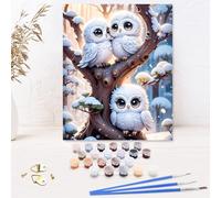 Kit de pintura por números para niños y adultos, diseño de búhos, pájaros y animales, para principiantes, figuras artesanales para regalos