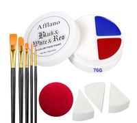 Kit De Pinturas Faciales Rojas, Azules Y Blancas White Face Paint Makeup Set Maquillaje Pintacaras Halloween Profesional No Toxicas Para Teatral Cosplay Carnaval Fiesta Clown FX Zombie Vampiro