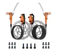 Kit de pinza de freno hidráulica con 2 pistones con manguera delantera de 800 mm y trasera de 1400 mm para ciclismo (naranja)