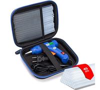 Kit de pistola de pegamento caliente, 40 barras de pegamento para mini pistolas de pegamento con funda de transporte rígida para manualidades escolares, manualidades, reparaciones rápidas en el hogar,