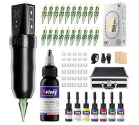 Kit de Pistola de Tatuaje Solong con Batería 1600mAh, Pantalla LED, 20 Agujas Cartucho y Accesorios Completos para Principiantes y Profesionales SL-TK0004EU-1