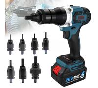 Kit de pistola remachadora eléctrica inalámbrica: sujeta remaches con batería, cargador y funda de transporte para una fácil instalación de tuercas de remache