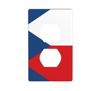 Kit de placa de pared de doble cara con bandera de la República Checa, cubierta de toma de corriente, tamaño estándar: 4.50 x 2.76 pulgadas