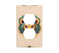 Kit de placa de pared de doble cara con diseño de león de dibujos animados, cubierta de toma de corriente, tamaño estándar: 4.50 x 2.76 pulgadas