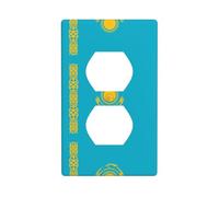 Kit de placa de pared de doble cara con la bandera de Kazajstán, cubierta de toma de corriente, tamaño estándar: 11,4 x 7,9 cm