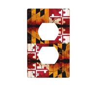 Kit de placa de pared de doble cara con la bandera de Maryland de madera vintage, cubierta de toma de corriente, tamaño estándar: 4.50 x 2.76 pulgadas