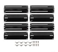 Kit de placa térmica ajustable de acero inoxidable de 8 piezas para parrillas de gas, domador de llamas, 11.75 a 21 pulgadas de largo, 3.75 pulgadas de ancho, revestimiento esmaltado negro