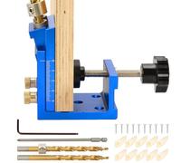 Kit de plantilla de agujero de bolsillo GQGP, juego de sistema de plantilla de tornillo de bolsillo de metal con guías de taladro ajustables para agujeros de 15 grados, herramienta localizadora de