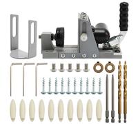 Kit de plantilla de agujero de bolsillo, sistema profesional de tornillo de bolsillo de metal con adaptador de vacío, herramienta de carpintería, guía de taladro ajustable para juntas de madera de 12
