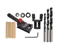 Kit de plantilla de mano para carpintería con guía de taladro de clavija con funda de metal, agarre antideslizante de goma y limitador de profundidad para taladrar en madera maciza, tablero de