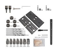 Kit de plantilla para agujeros para carpintería, guía de perforación ajustable, localizador de punzones para carpintería, herramienta práctica de aleación de aluminio (Negro)