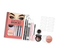 Kit de plantillas de sellos para cejas, kits de maquillaje para moldear cejas, lápiz y pincel de gel, kit de sellos