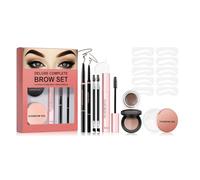 Kit de plantillas de sellos para cejas, kits de maquillaje para moldear cejas, lápiz y pincel de gel, kit de sellos