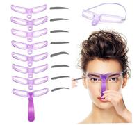 Kit de plantillas para cejas, 8 plantillas reutilizables con mango de fácil agarre para cejas definidas y rápidas, herramienta de maquillaje para principiantes para uso doméstico, para