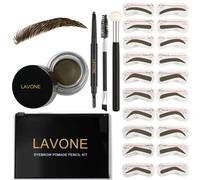 Kit de plantillas para cejas LAVONE. Kit de tr o de plantillas para cejas con l piz impermeable, pomada para cejas, 20 plantillas, pincel doble y