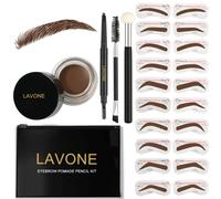 Kit de plantillas para cejas LAVONE, tr o de plantillas para cejas con l piz impermeable, pomada para cejas, 20 plantillas, pincel doble y aplica