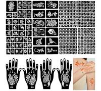 Kit de plantillas para tatuajes temporales, 14 hojas de diseños de arte corporal para mujeres, niñas, adolescentes y niños (D)
