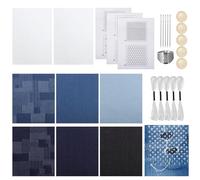 Kit de plantillas Sashiko de tela pura, kit Sashiko para principiantes, suministros versátiles Sashiko, juego de hilo y agujas Sashiko solubles en agua, para plantillas de transferencia de bordado