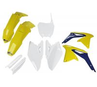 Kit de carenado UFO PLAST 9 piezas con protector horquilla blanco/amarillo/azul