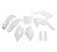 Kit de carenado UFO PLAST de 9 piezas con protector de horquilla blanco OEM