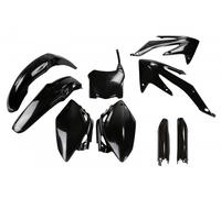 Kit de carenado UFO PLAST de 9 piezas con protector de horquilla negro