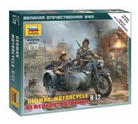 Kit De Plástico De Modelo De Motocicleta Alemana R-12 Con Sidecar 1:72 ZVEZDA