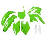 Kit de carenado UFO PLAST de 9 piezas con protector de horquilla verde OEM