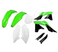 Kit de carenado UFO PLAST 9 piezas con protector de horquilla verde/blanco/negro