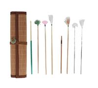Kit de Plumas para Limpieza de Oídos, Juego de Herramientas de Masaje para Eliminación de Cera de Oídos con Estera de bambú, Juego de Limpiador de Oídos Portátil con Púa para