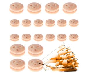 Kit De Poleas Para Maquetas De Barcos De Madera | 20 Piezas De Modelos Clásicos | Ruedas De Madera Reutilizables, Accesorios De Madera Para Maquetas De Veleros Antiguos | Materiales Para La Construcci