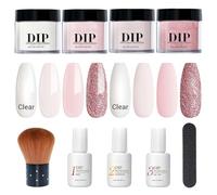 Kit de polvo de clavos Dip Powder Kit de uñas 4 colores Líquidos con base y activador de capa superior para uñas francesas Arte Manicure Salon Diy en casa