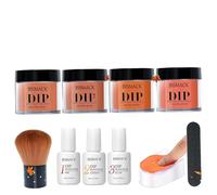 Kit de polvo de duendes de uñas, kit de polvo de inmersión de 10 piezas/set de uñas, 4 color con activador base/superior de la capa superior, kits para regalo de bricolaje, naranja