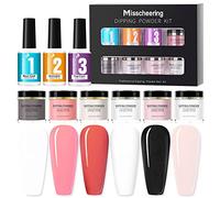Kit de polvo uñas inmersión Set glitter para arte con base top coat activador extensión francesas No se necesita lámpara LED Fácil usar DIY en casa