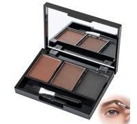 Kit de Polvos para Cejas de 3 Colores Marrón, Maquillaje para Cejas Impermeable para Definir y Rellenar con Cepillo, Paleta de Sombras para Cejas de Aspecto Natural y Larga Duración