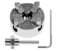 Kit de portabrocas de torno de 4 mandíbulas, mandril de torno de madera autocentrante de aleación de zinc, con llave y varilla de conexión, mandíbula reversible independiente, mini mandril de torno de