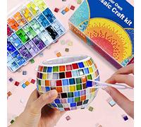 Kit de Portavelas Mosaico de Vidrio, Manualidades Niños y Adultos, Regalo | Regalo para niños y adultos en cumpleaños, Navidad o Reyes, ideal para decorar mesas, estanterías y rincones del hogar