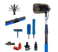 Kit de poste de alimentación de agua para limpieza de paneles solares, limpiador de ventanas extensible y herramienta de escobilla de goma, diseño de fibra de carbono para limpieza de revestimientos