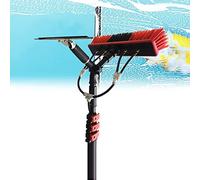 Kit de poste telescópico de limpieza de ventanas de 36 pies, manguera de alimentación de agua de 10,8 m y cepillo de pulverización para panel solar sin rayas y limpieza al aire libre, alcance