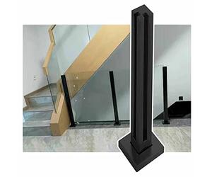 Kit de postes de barandilla de vidrio negro de alta resistencia - Pilar de barandilla cuadrado de 90 cm para uso interior y exterior - Sistema de sujeción de paneles de vidrio resistente - Diseño
