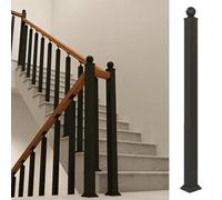 Kit de Postes para barandilla de Escalera Interior, barandilla de Metal Negro, Apta para lofts, porches, Postes de pasamanos de Escalera, con Tornillos y Soportes (Altura del Poste 160 cm/63