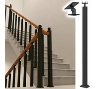 Kit de Postes para barandilla de Escalera Interior, pasamanos de Metal Negro, Apto para lofts, porches, Postes de barandilla de Escalera, con Tornillos y Soportes (Altura del Poste 145 cm/57