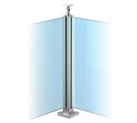 Kit de postes para barandilla de vidrio plateado, postes cuadrados de acero inoxidable con ranura, poste para barandilla de vidrio con base pesada,Corner post,95CM