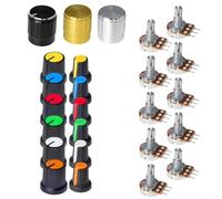 Kit de potenciómetro de 84 piezas, surtido de resistencias variables cónicas lineales (1K, 10K, 100K, 1M Ohm) con pomos giratorios, tuercas y arandelas - para Arduino, para Raspberry Pi, audio para
