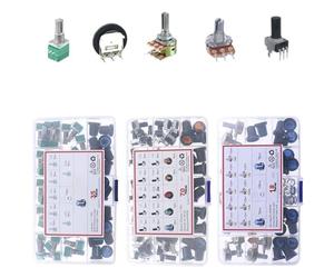 Kit de potenciómetro doble único de sellado de amplificador de 3 pines, 5 pines y 6 pines, B1K 2K 5K10K 20K 50K 100K 250K 500K 1M con perilla(RK097G x 35pcs)