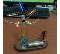 Kit de práctica de soldadura de bricolaje, lámpara LED de molino de viento, escultura de alambre de metal de 5 paletas con luces que cambian de color, batería reemplazable y piezas sueltas para