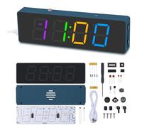 Kit de práctica de soldadura, kit de reloj despertador digital de 4 dígitos con modos coloridos RGB, kit de proyecto de soldadura de reloj grande para estudiantes y principiantes de soldadura y